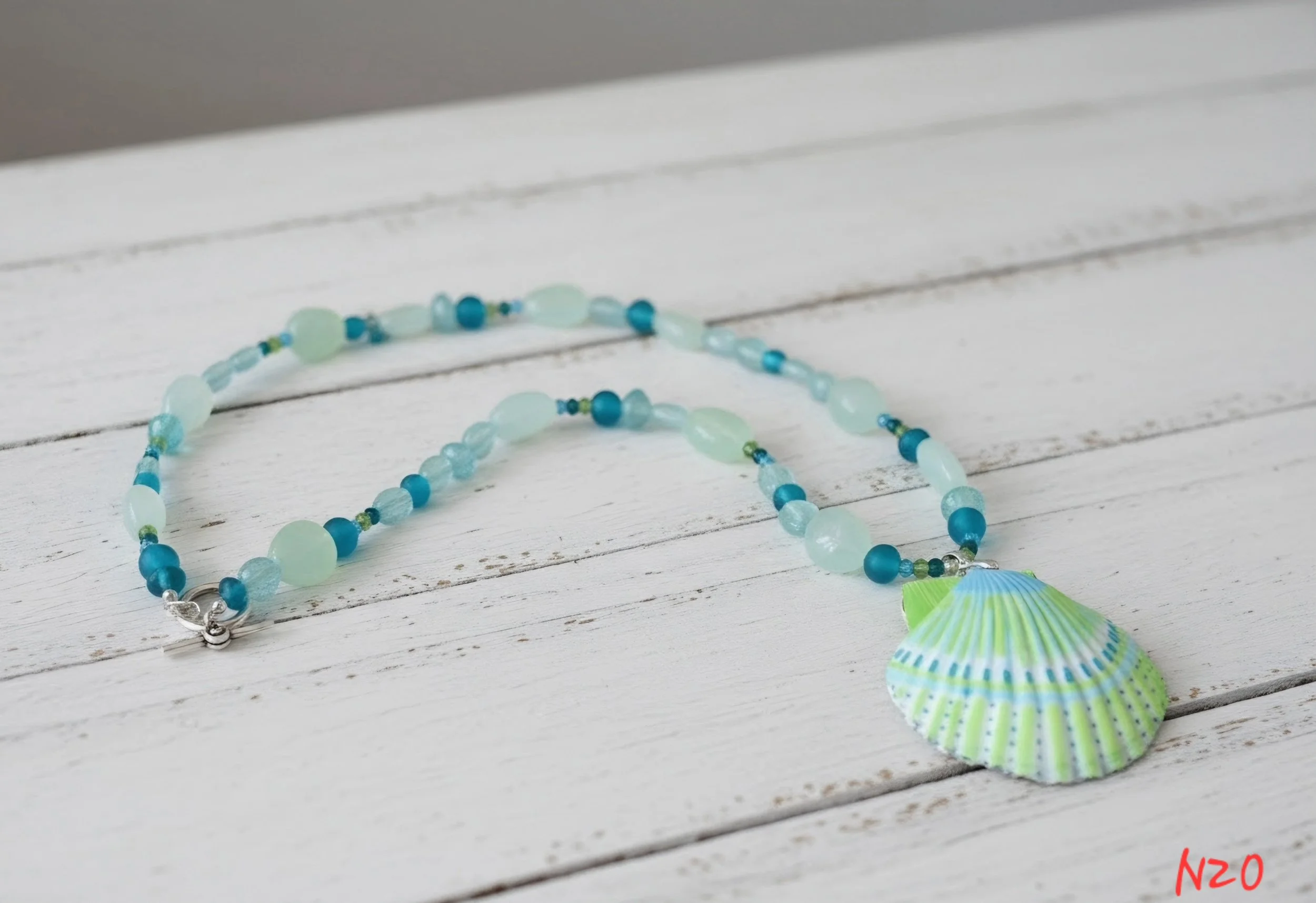 Sea Foam Scallop Shell Necklace
