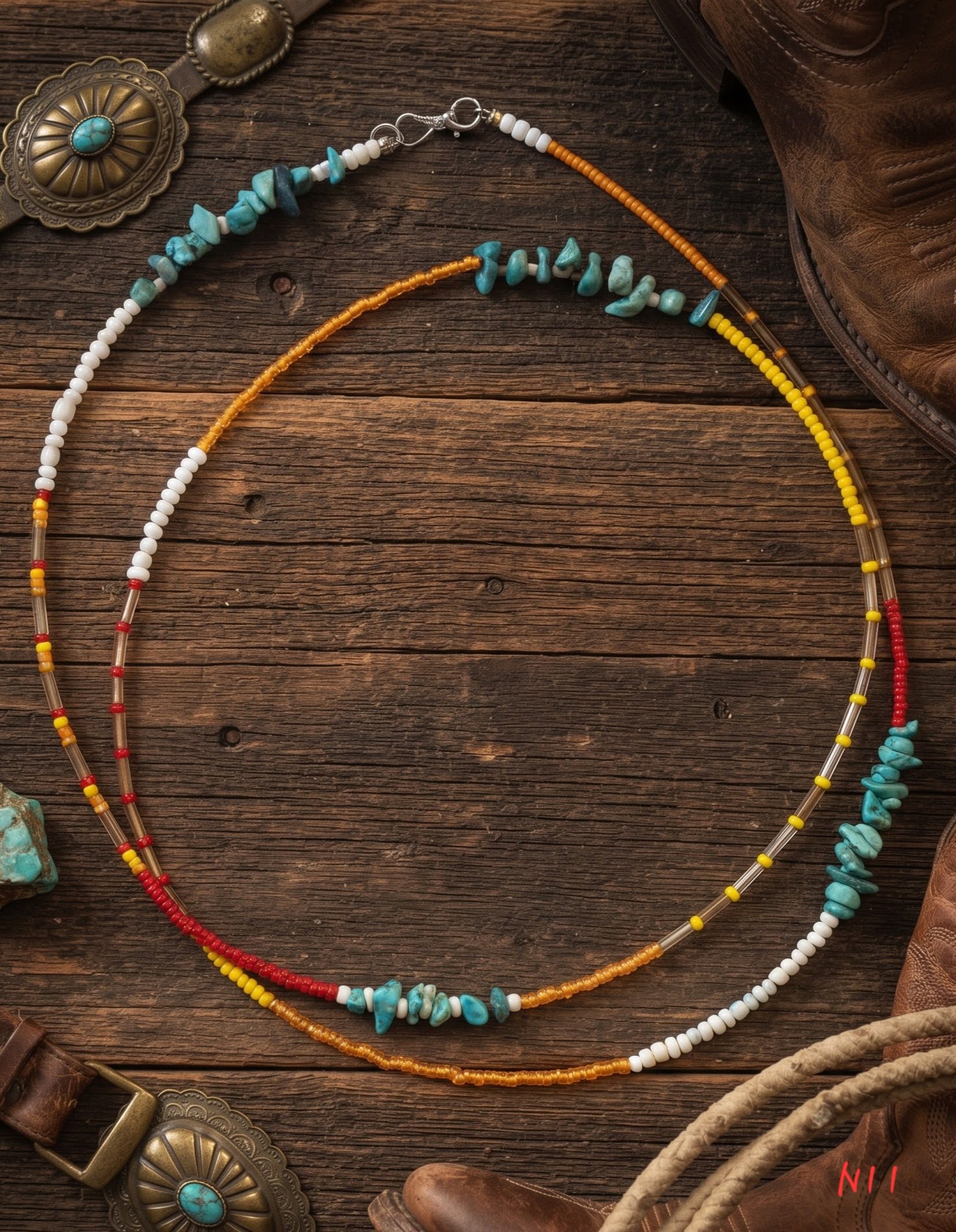 Multi-colored Double Wrap Necklace