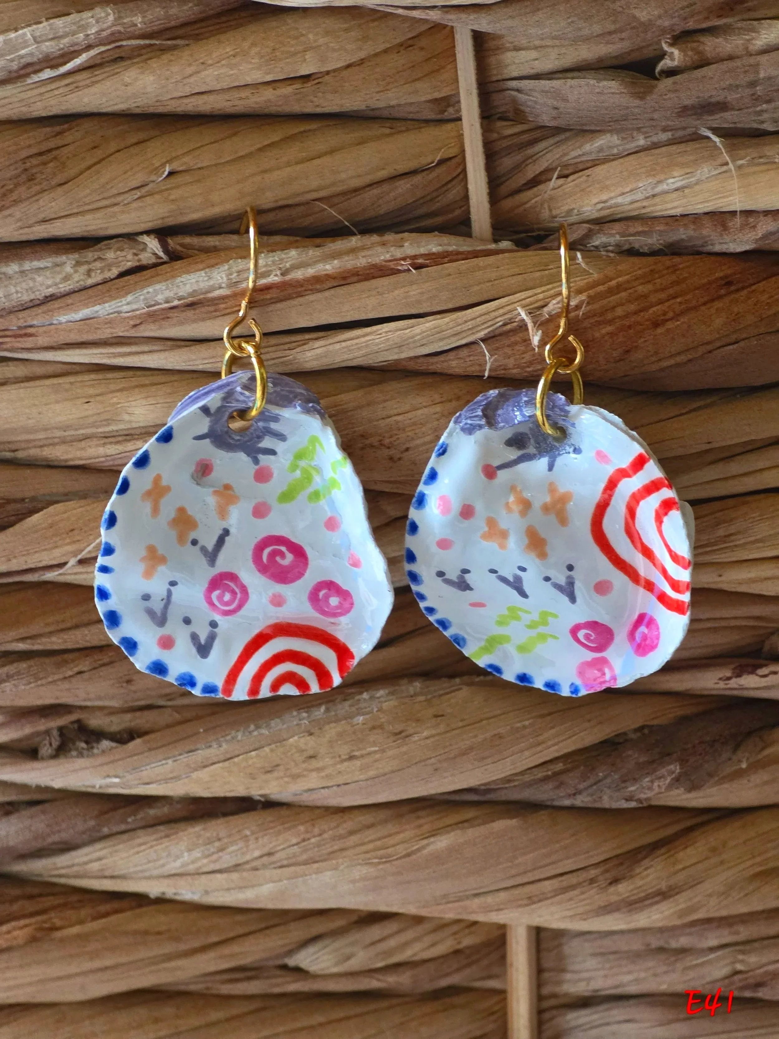 Graffiti Oyster Shell Earrings