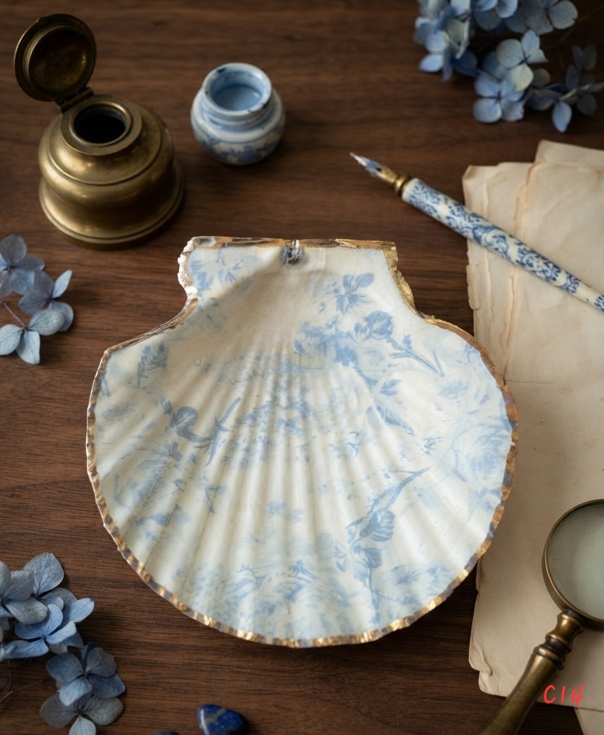 Light Blue Toile Trinket Dish