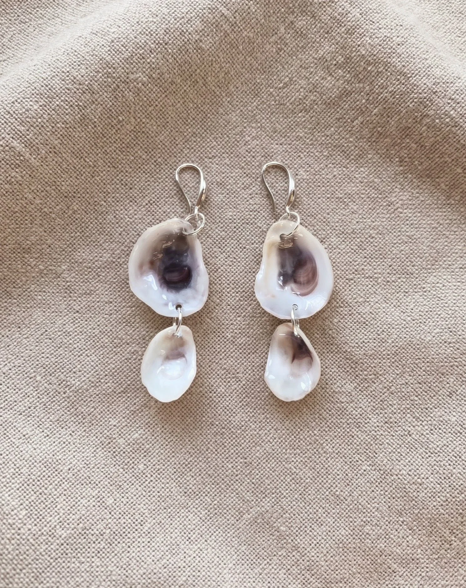 Natural Double Oyster Shell Earrings
