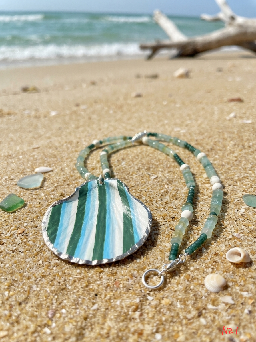 Genuine Roman Glass and Scallop Necklace