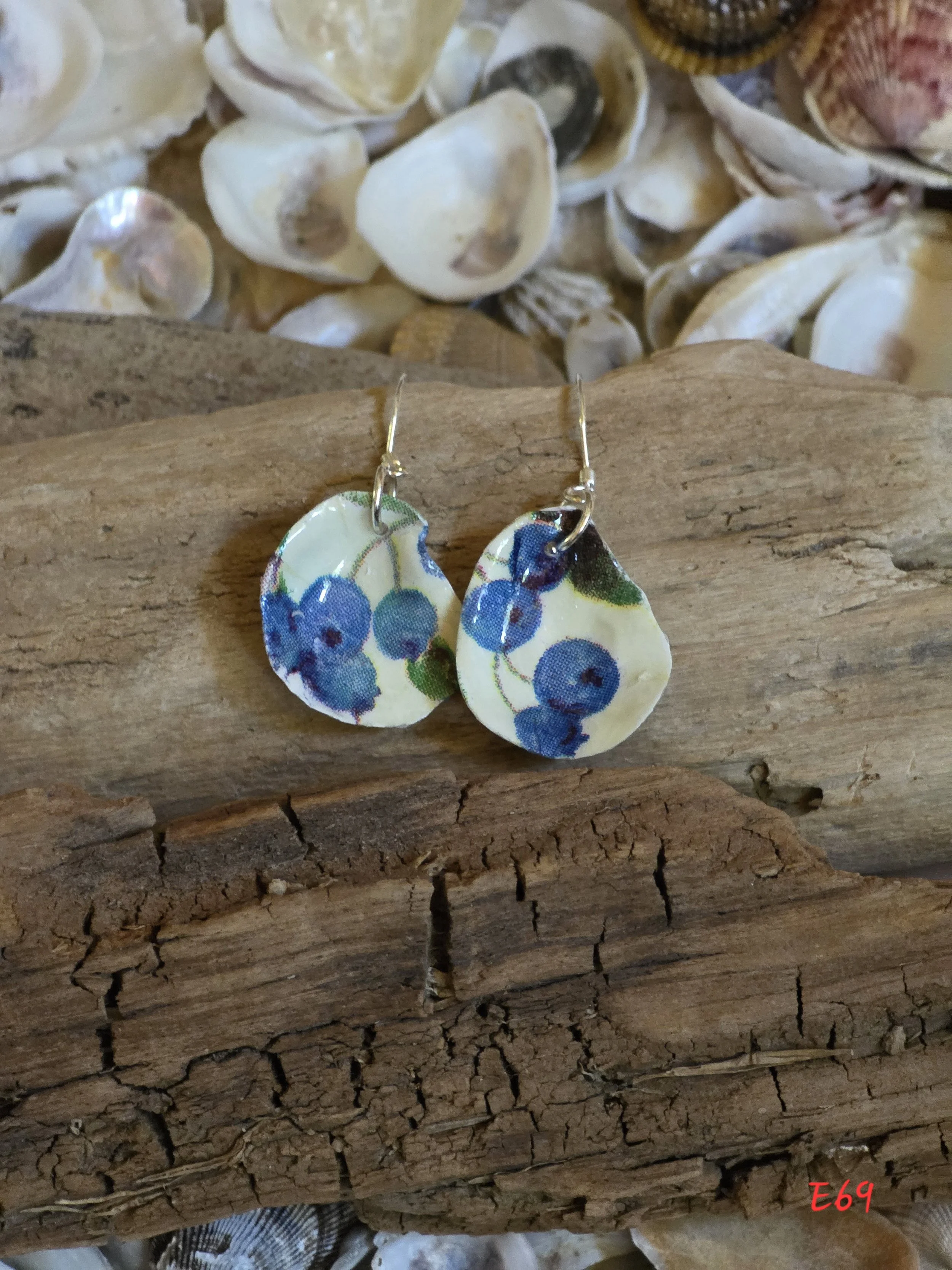 Blueberry Oyster Shell Earrings