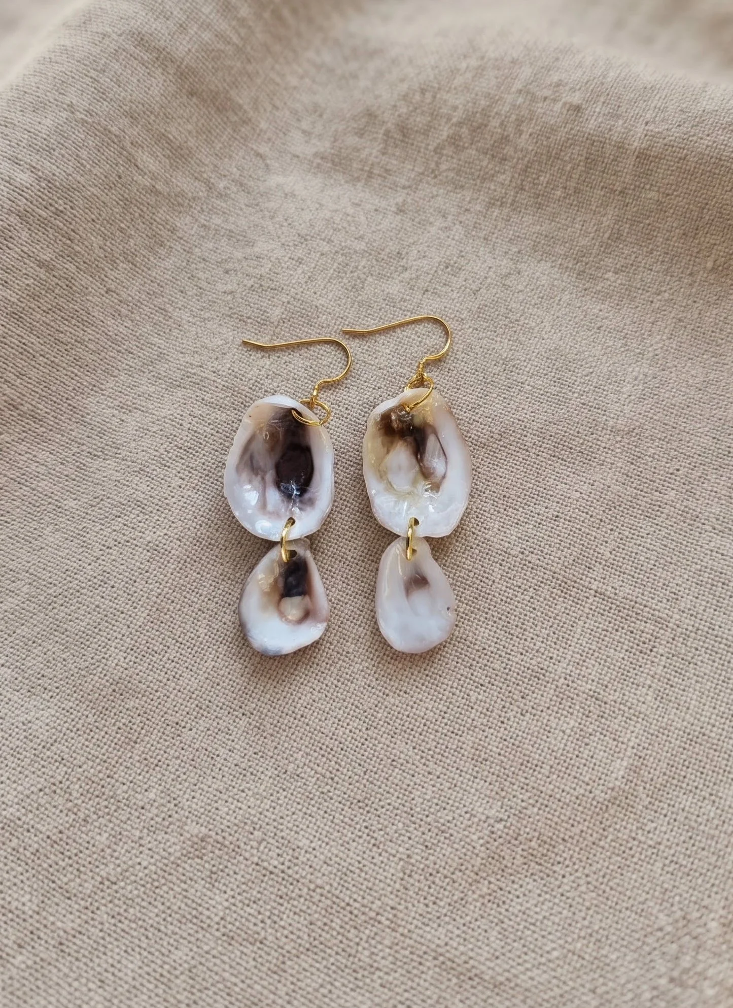 Natural Double Oyster Shell Earrings