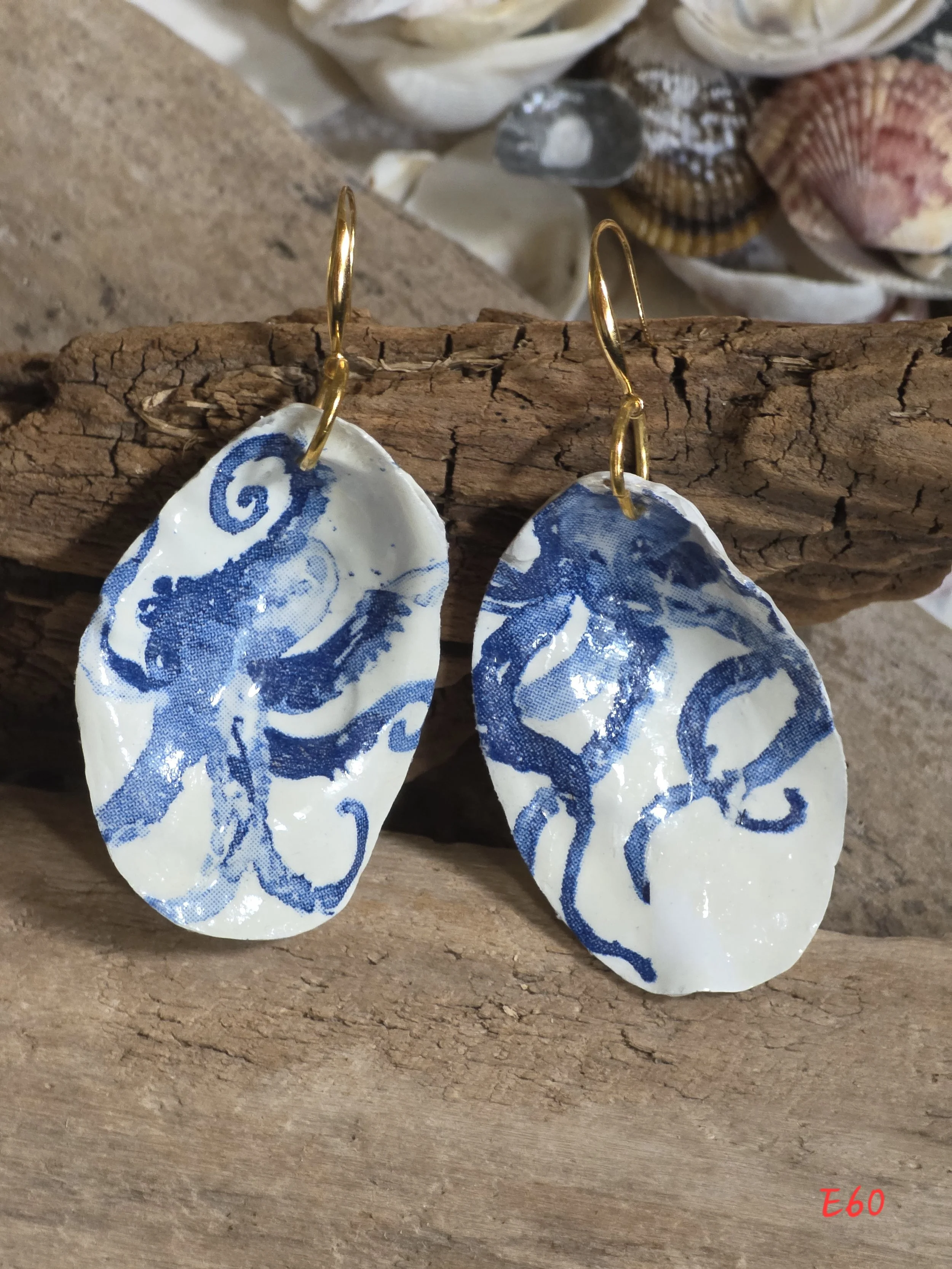 Octopus Oyster Shell Earrings