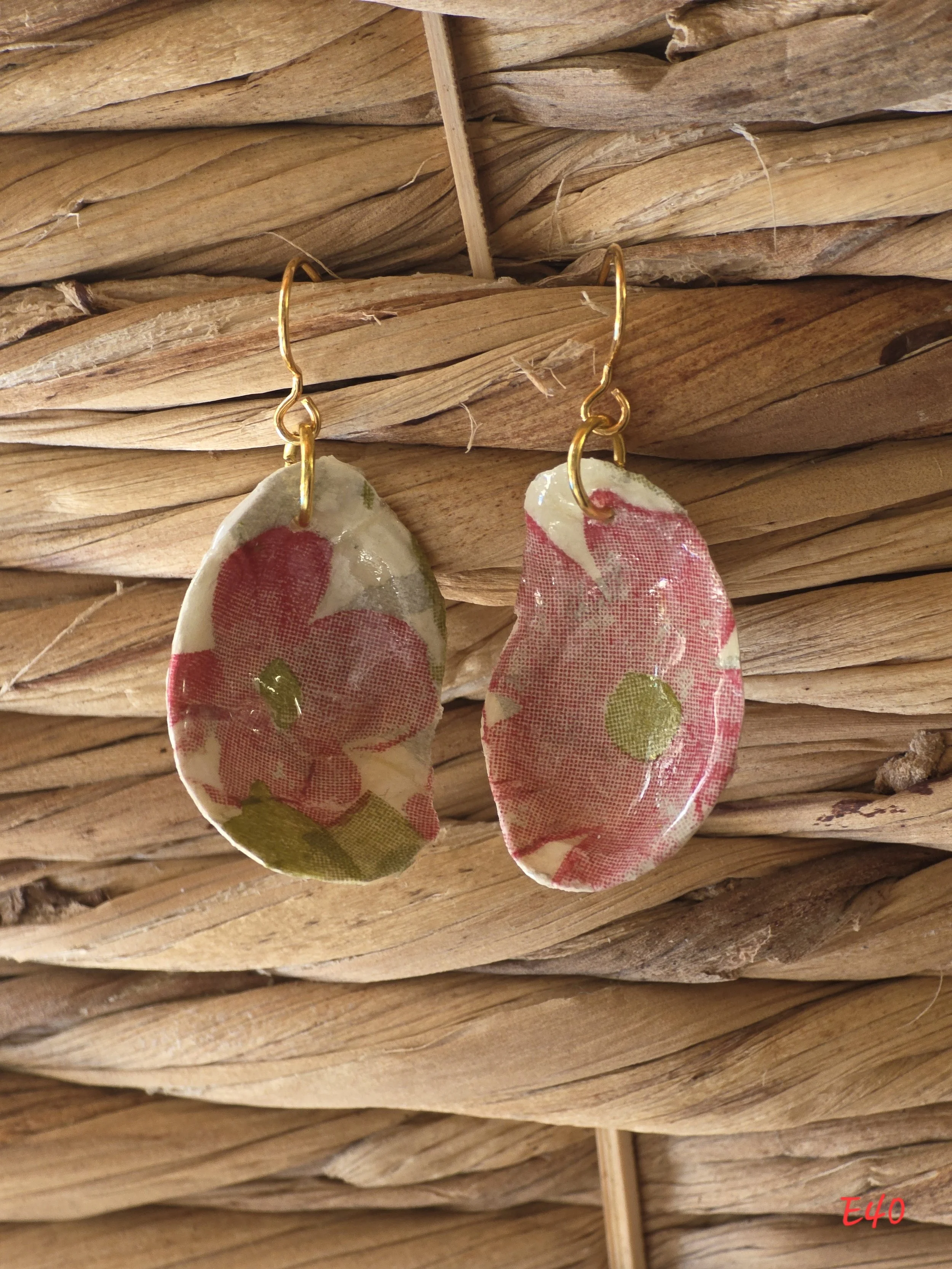 Whimsy Pink Flower Oyster Shell Earring