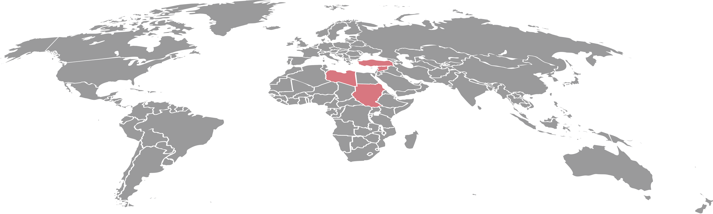 A world map highlighting Egypt, Libya, Sudan, and Chad in red.