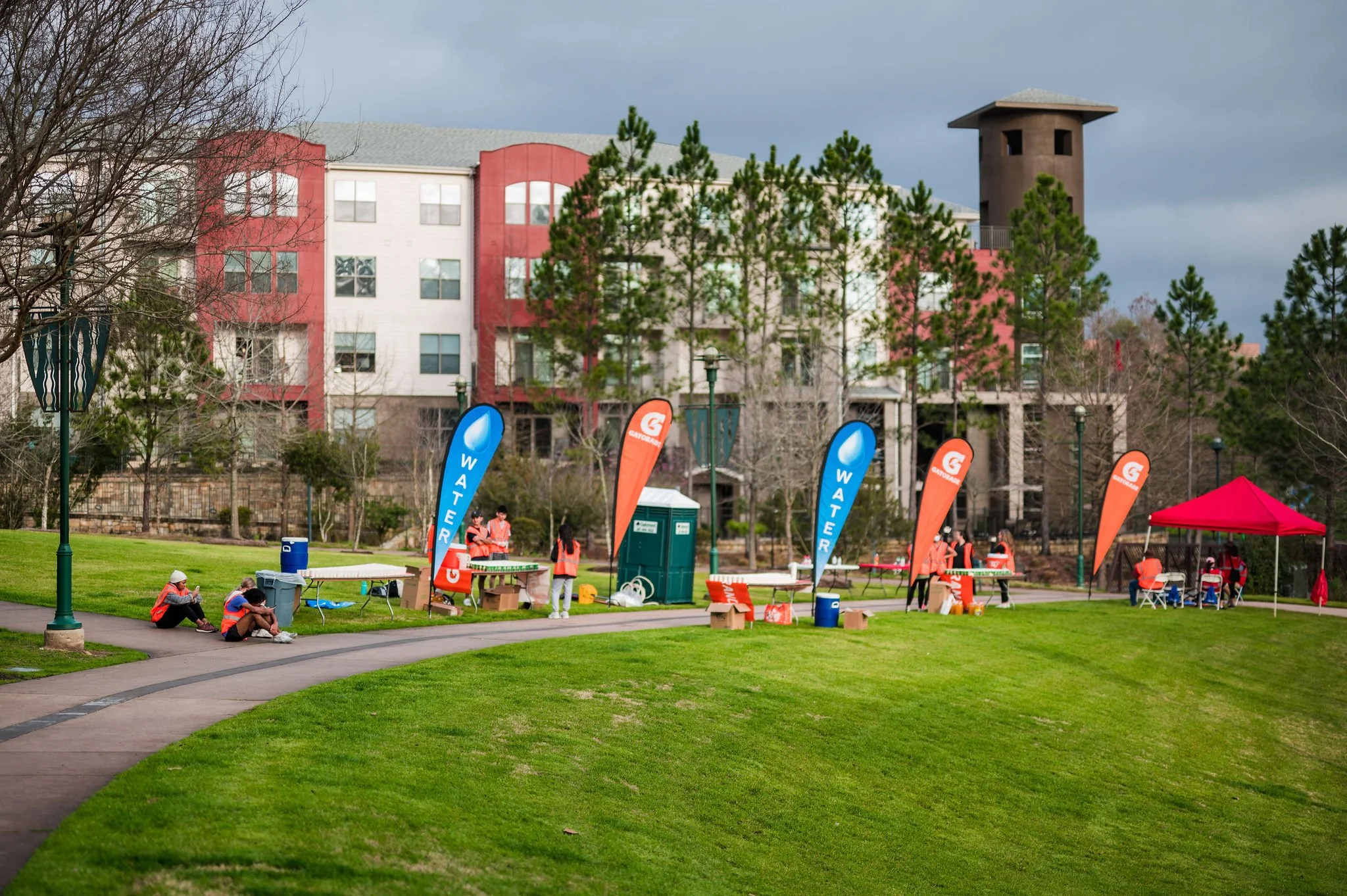 Race support stations prepared along The Woodlands course
