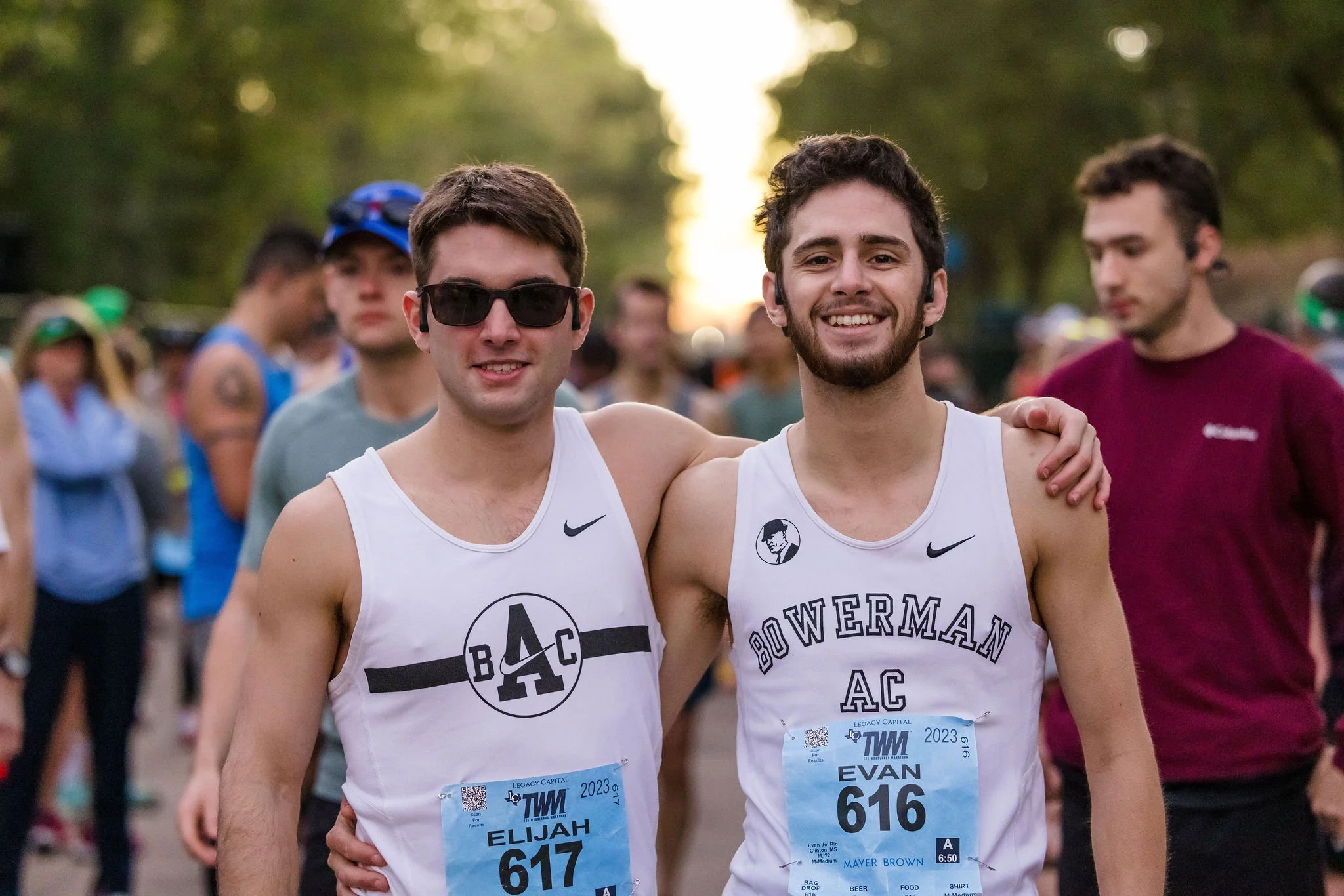 Runners together at The Woodlands Marathon