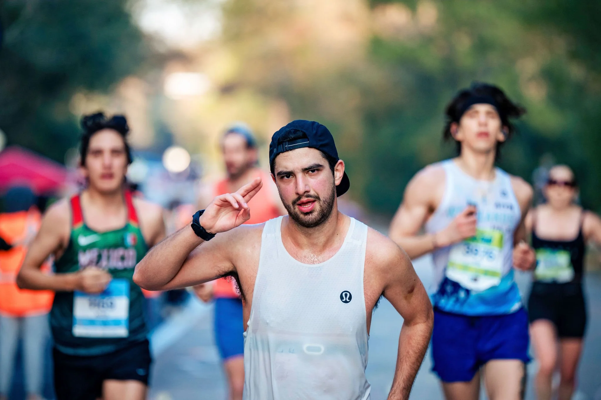 Athletes racing through The Woodlands