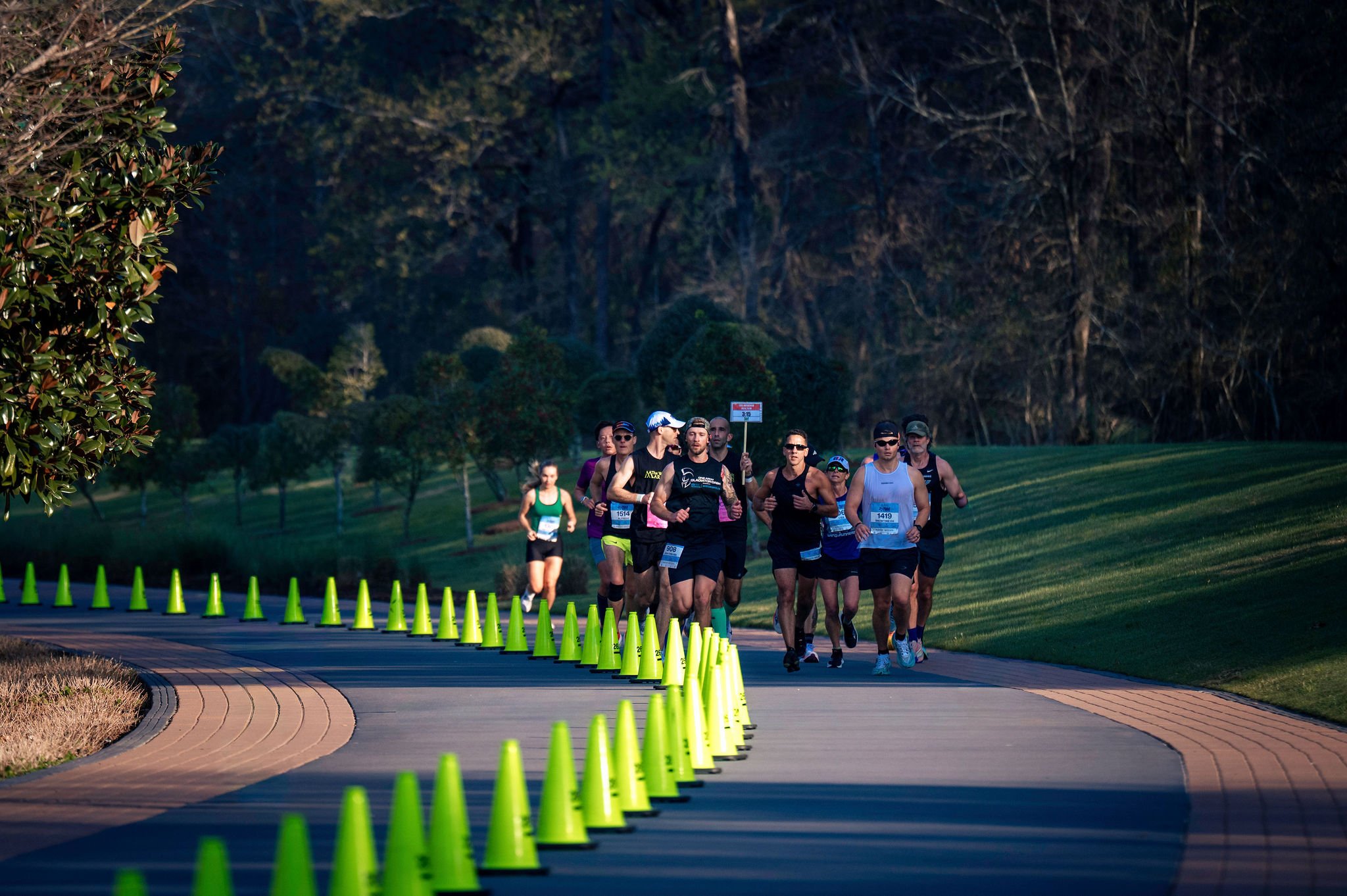 Runners competing at The Woodlands Marathon