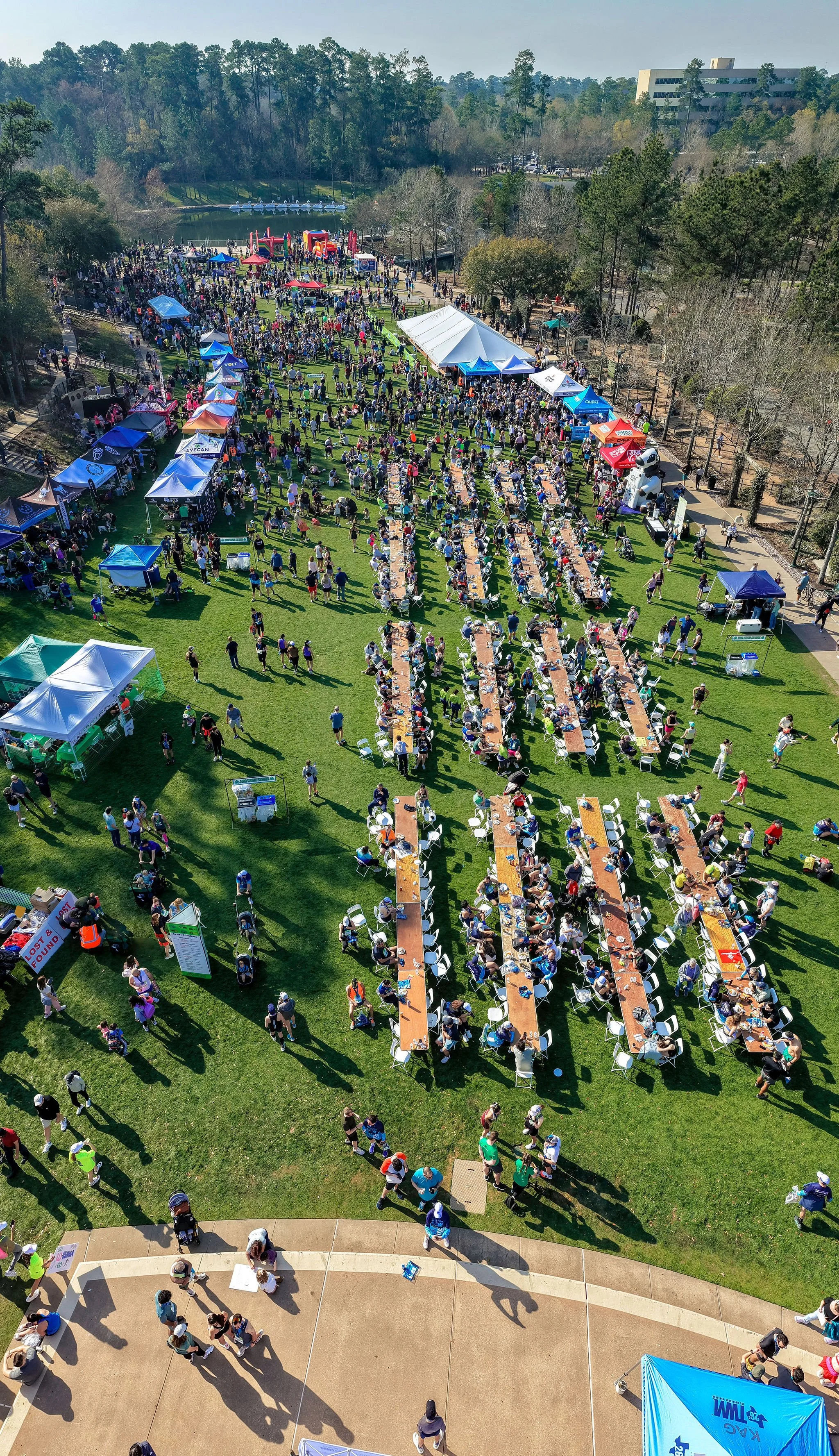 Race-day activity and the post-race festival from above