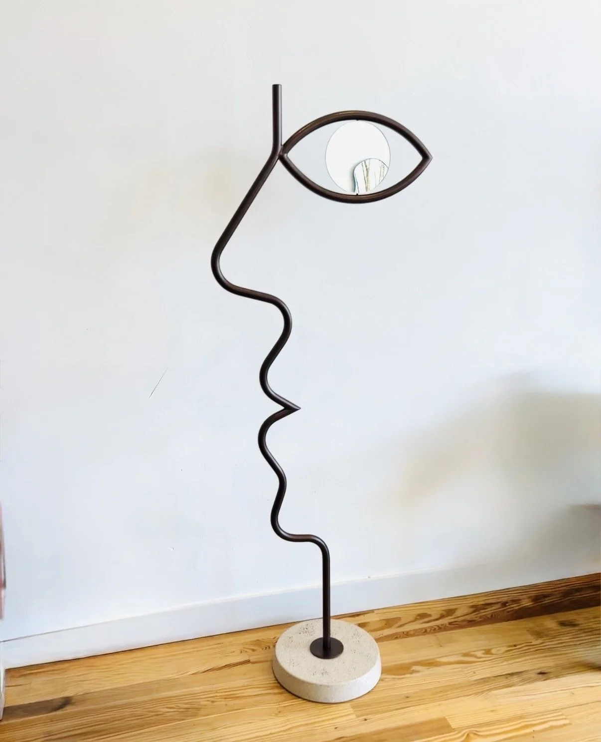 Face Profile Mirror Steel & Concrete Base