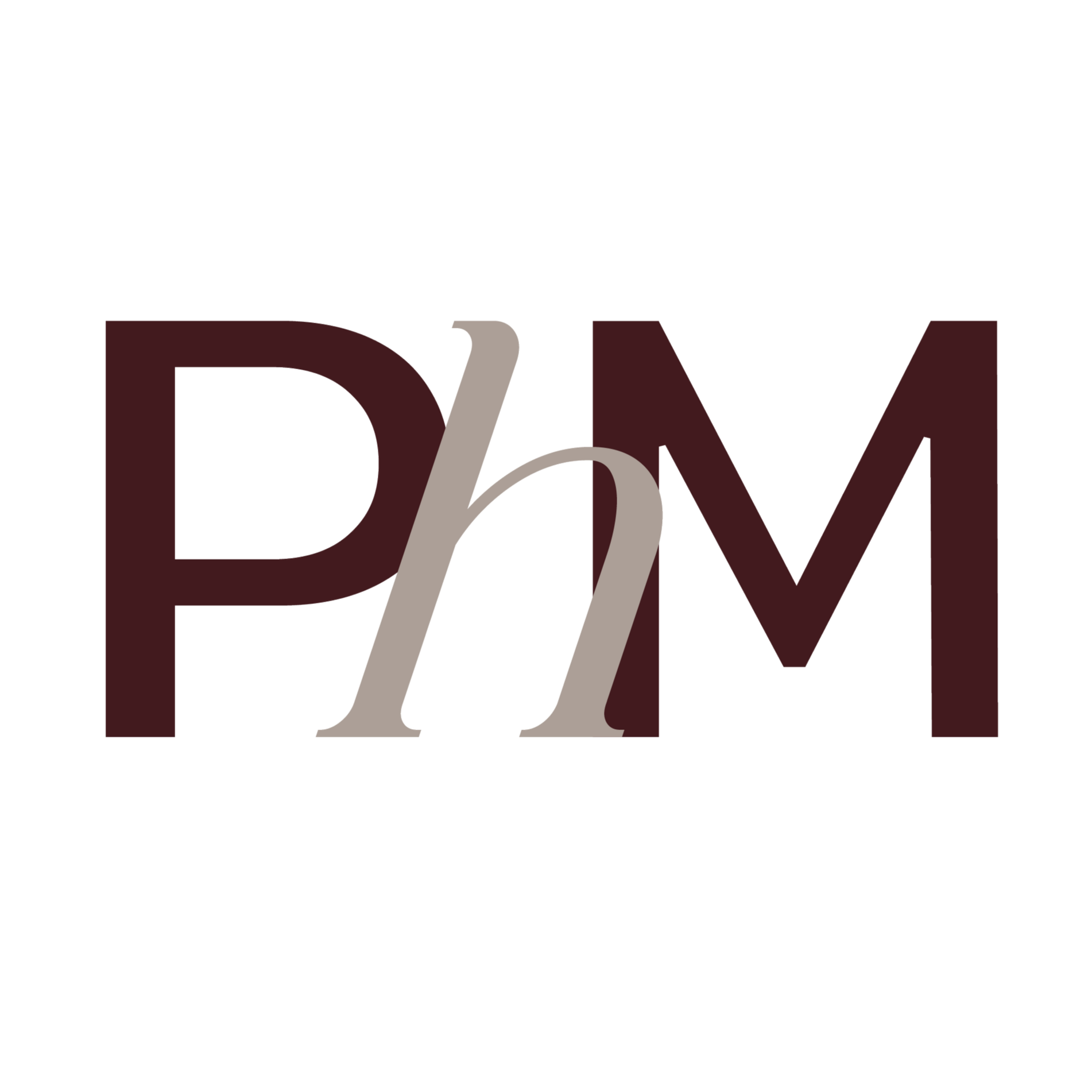 Poppy House Media PhM monogram logo in deep wine and taupe