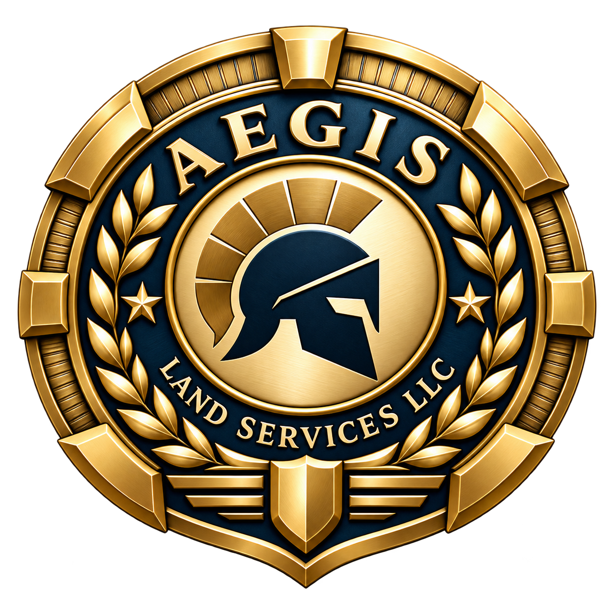 Aegis Land Services LLC gold and navy crest