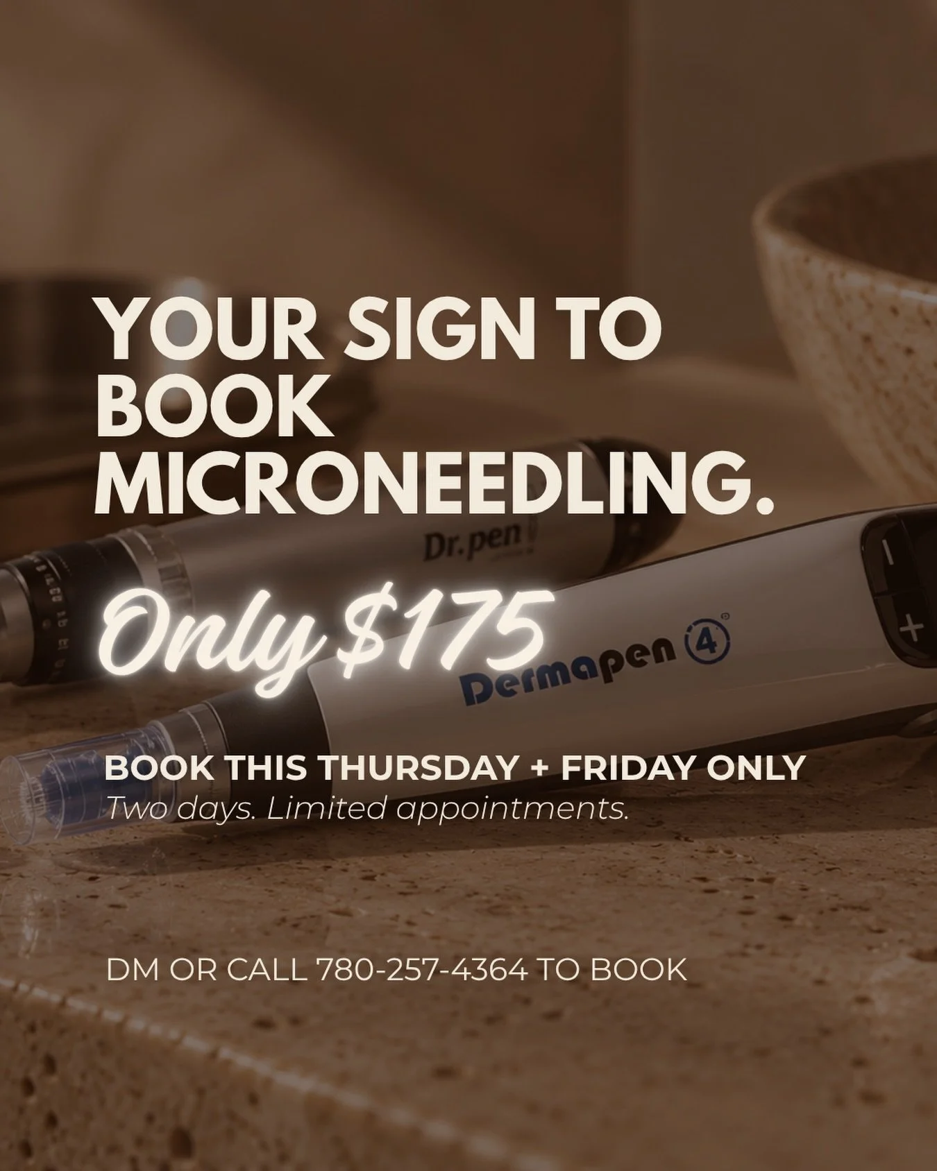 THIS THURSDAY &amp; FRIDAY ONLY! ✨🍂 

$175 for microneedling!!! Take advantage of this deal!

📱 DM or CALL TO BOOK 

#microneedlingyeg #yeg #nutrlreserve #microneedlingpromotion