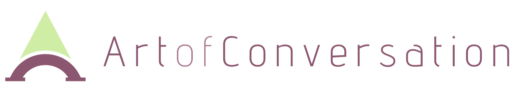 Logo with stylized arch and triangle, with the words 'ArtOfConversation' next to it.