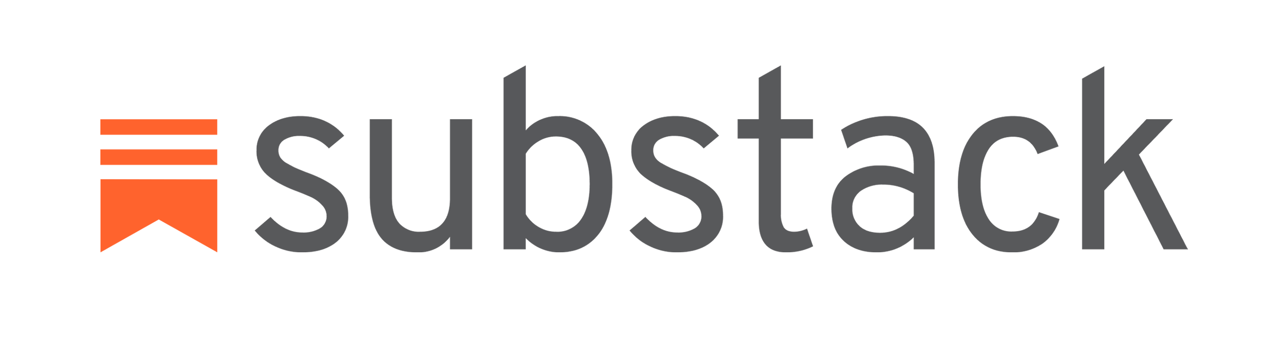 Substack logo with an orange bookmark icon and the word 'substack' in lowercase gray letters.