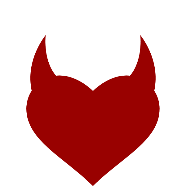A red heart with devil horns on top.