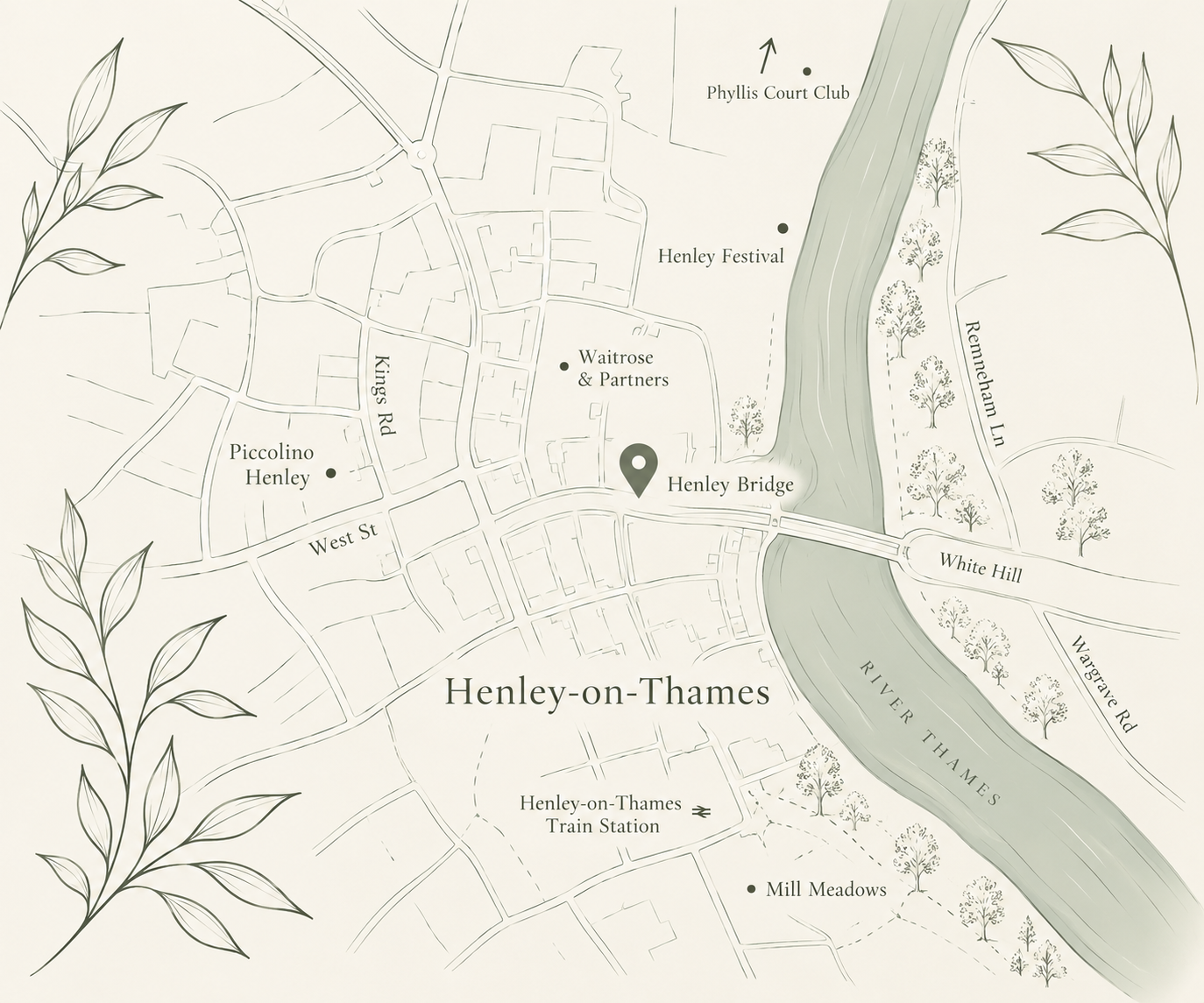 Illustrated map showing Lucy Adams Therapy’s location in Henley-on-Thames.