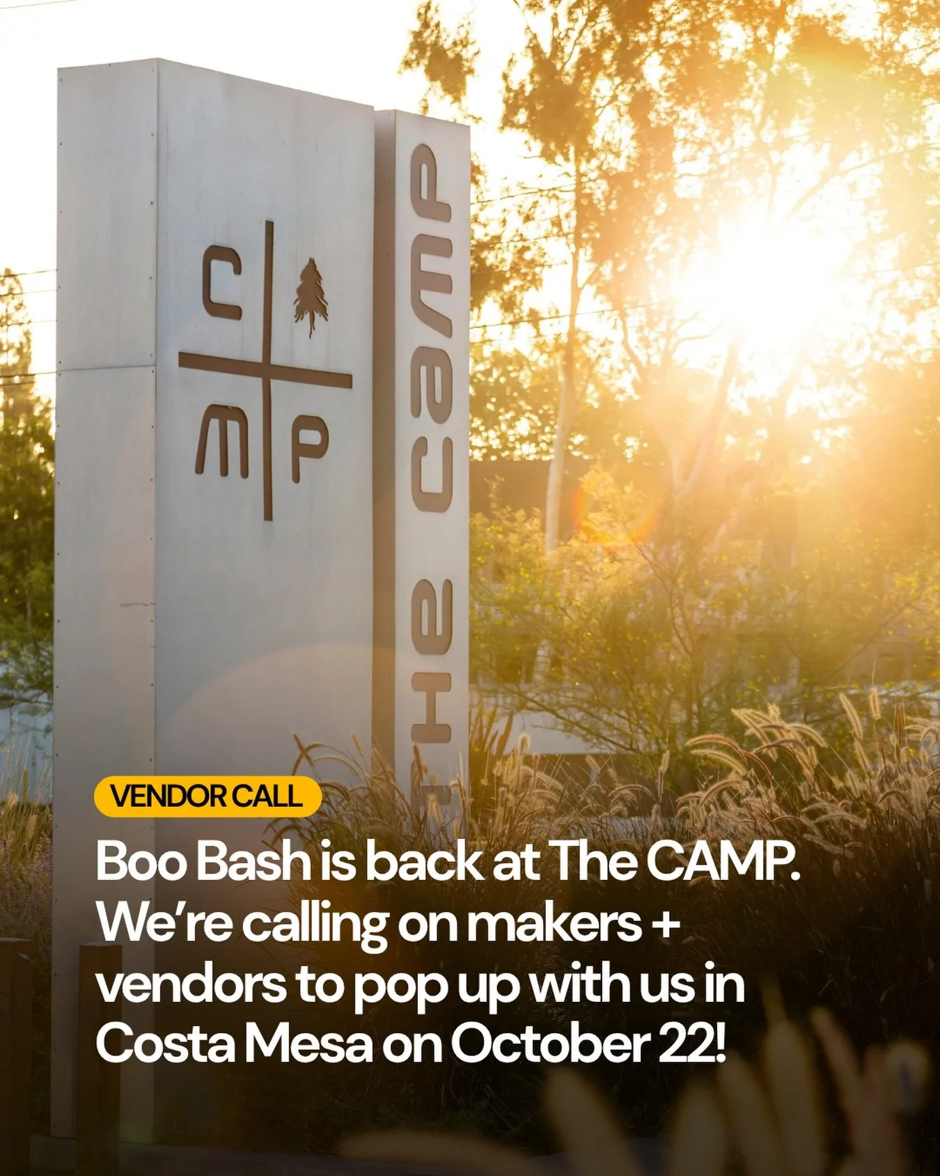 Boo Bash is back at The CAMP in Costa Mesa, and we&rsquo;re looking for local makers, creatives + small businesses to join this annual Halloween block party on Thursday, October 22 from 5:30&ndash;10 PM.

This year&rsquo;s Boo Bash is bigger than eve
