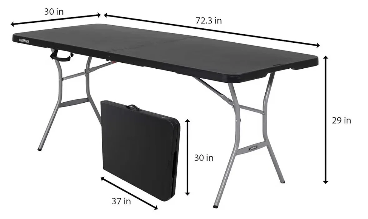 black folding table, weekend rental