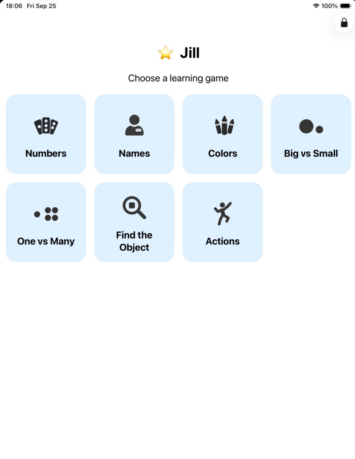 My Simple Learning App Main Menu