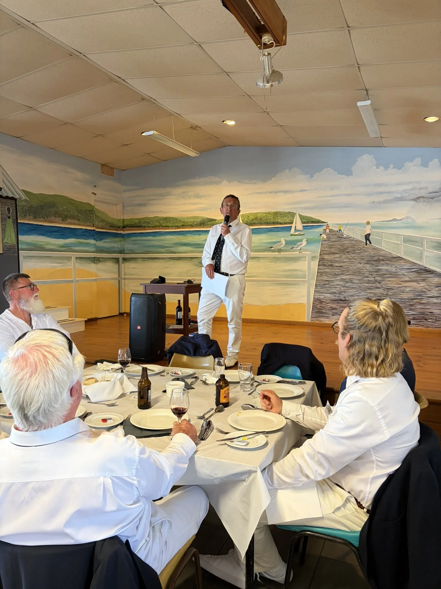 SKBC Commodore, Paul Crouch, delivers the official welcome speech for this year's season open event.