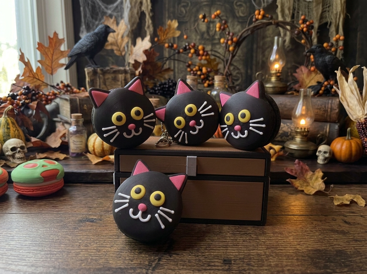 Black Cat Macaron Fidget Clicker