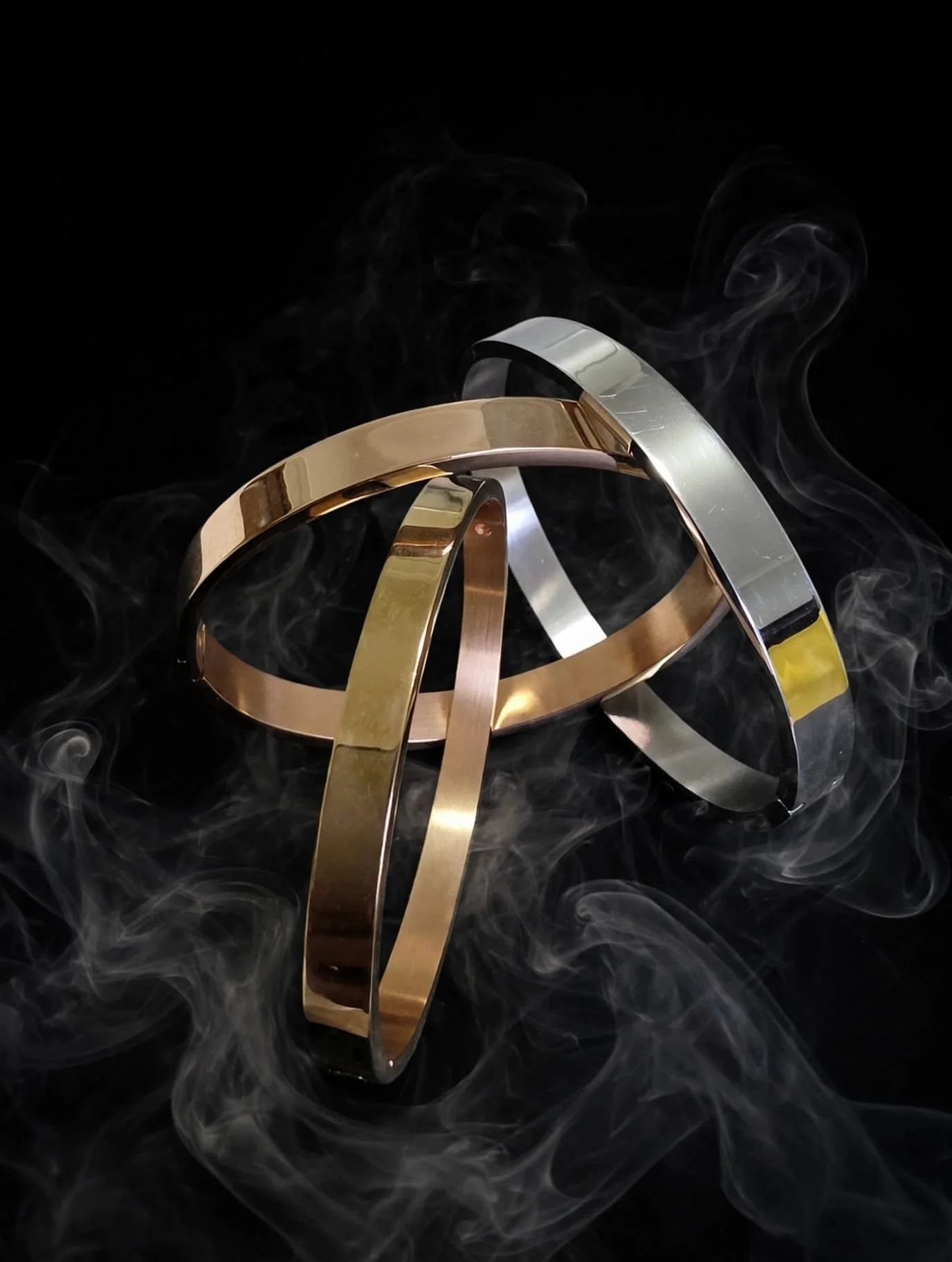 Trio of Sleek Stainless Steel Bangles