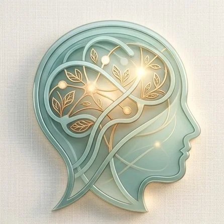 Decorative wall art of a human head silhouette with an intricate tree and brain design inside, illuminated by glowing lights.
