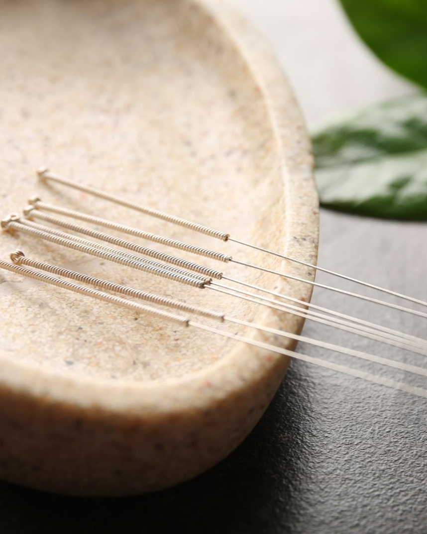 Close-up of acoustic guitar strings resting on a light-colored guitar bridge
