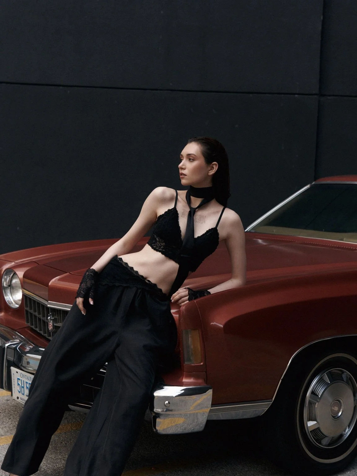 High fashion model in a vintage car editorial – Noirvellel
