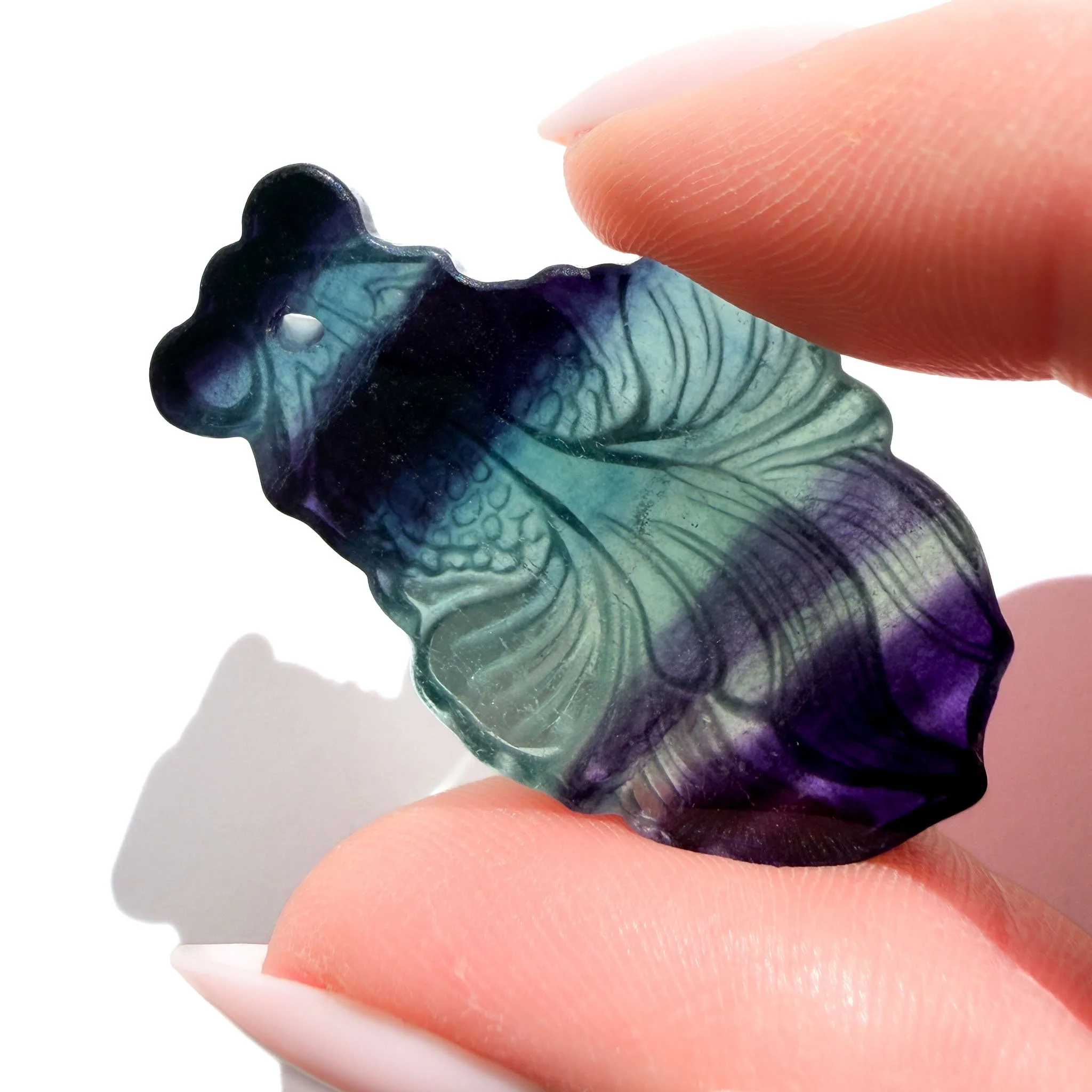 Rainbow Fluorite Crystal Goldfish Pendant-2.jpg
