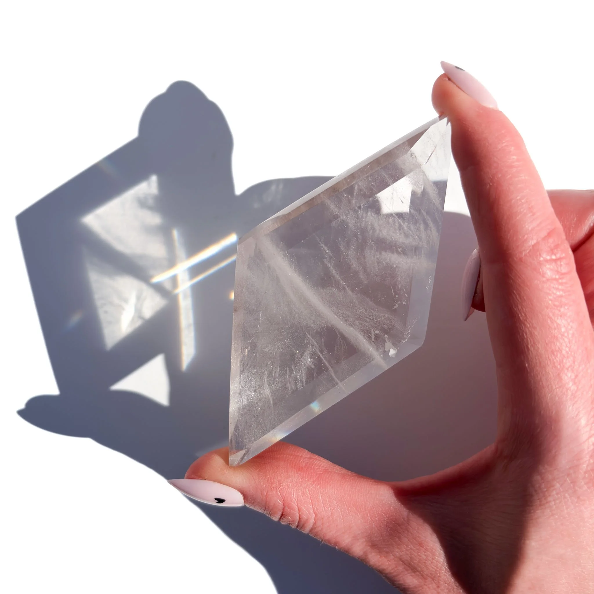 Clear Quartz Diamond Shaped Faceted Crystal Rhombus-5.jpg