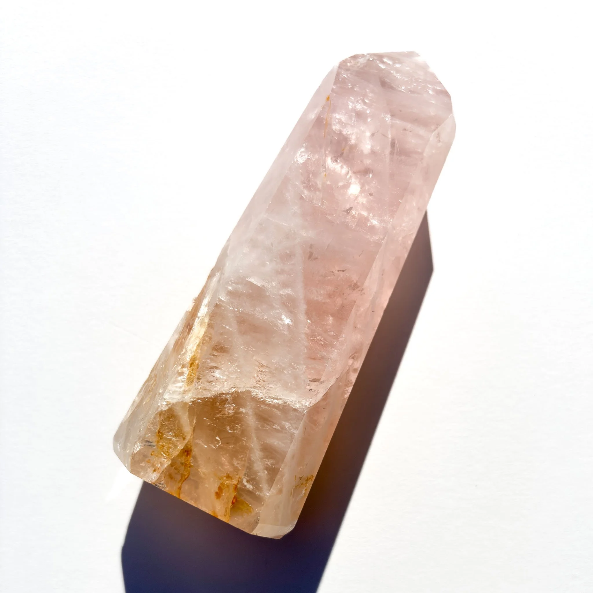 Rose Quartz & Golden Healer Crystal Tower