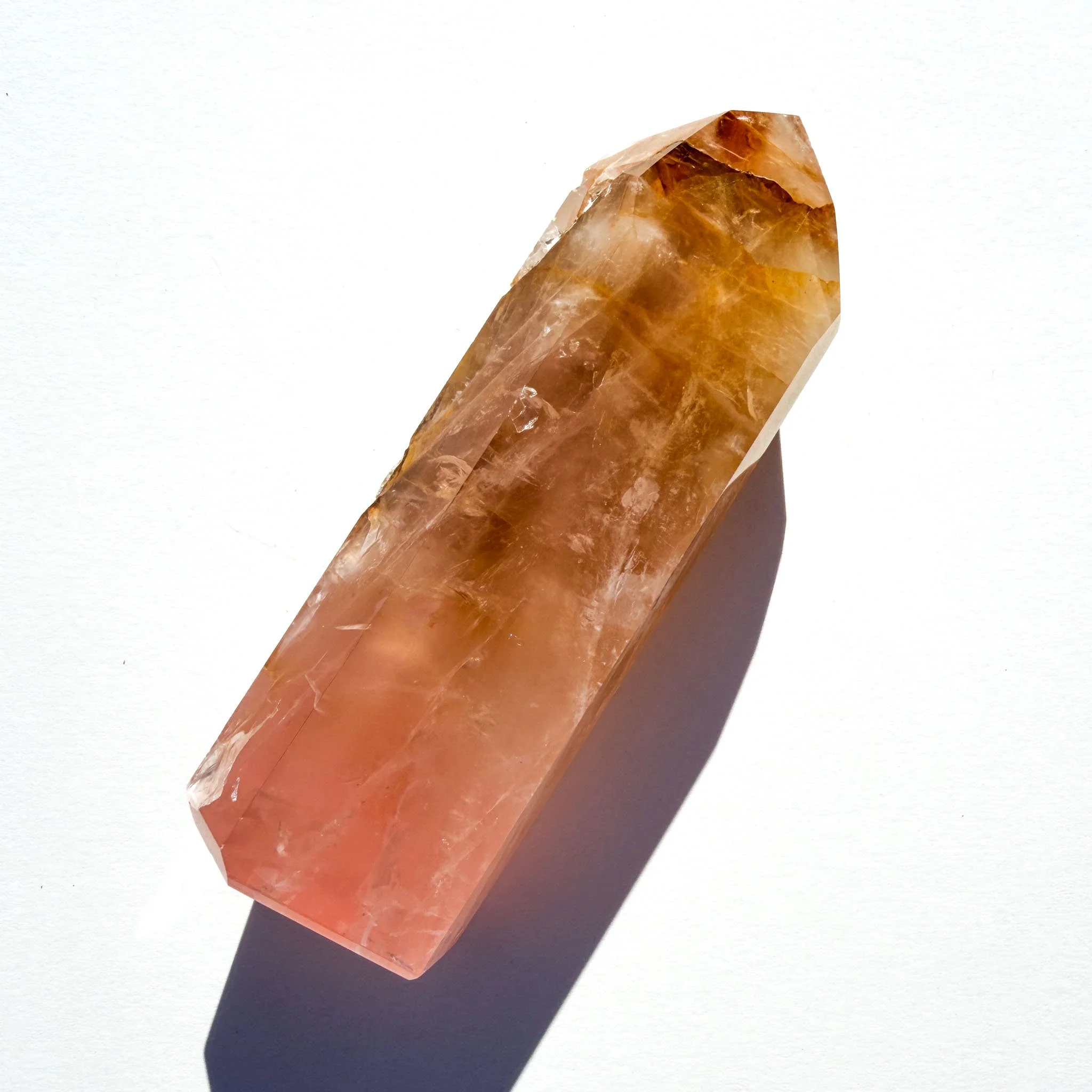 Rose Quartz & Golden Healer Crystal Tower