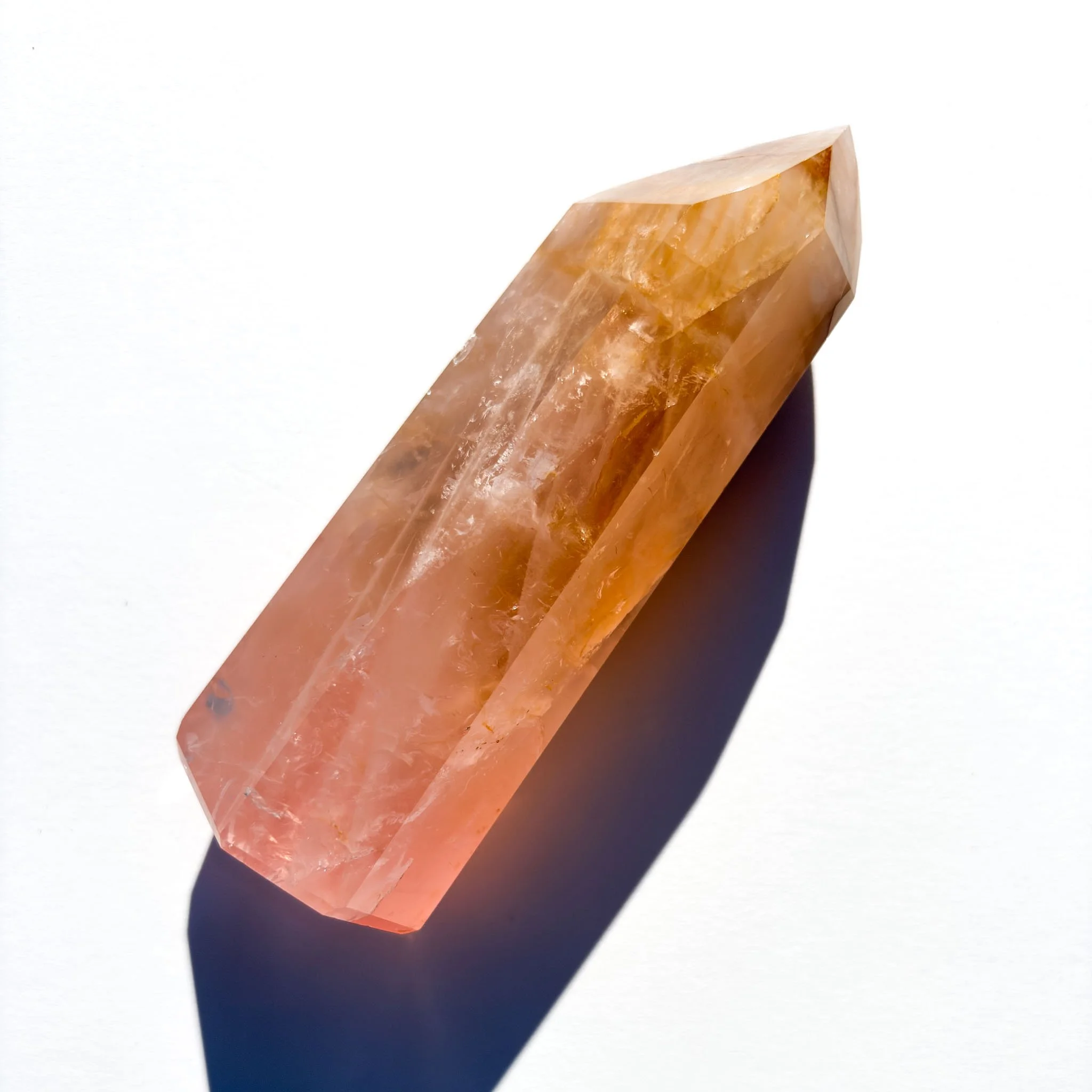 Rose Quartz & Golden Healer Crystal Tower