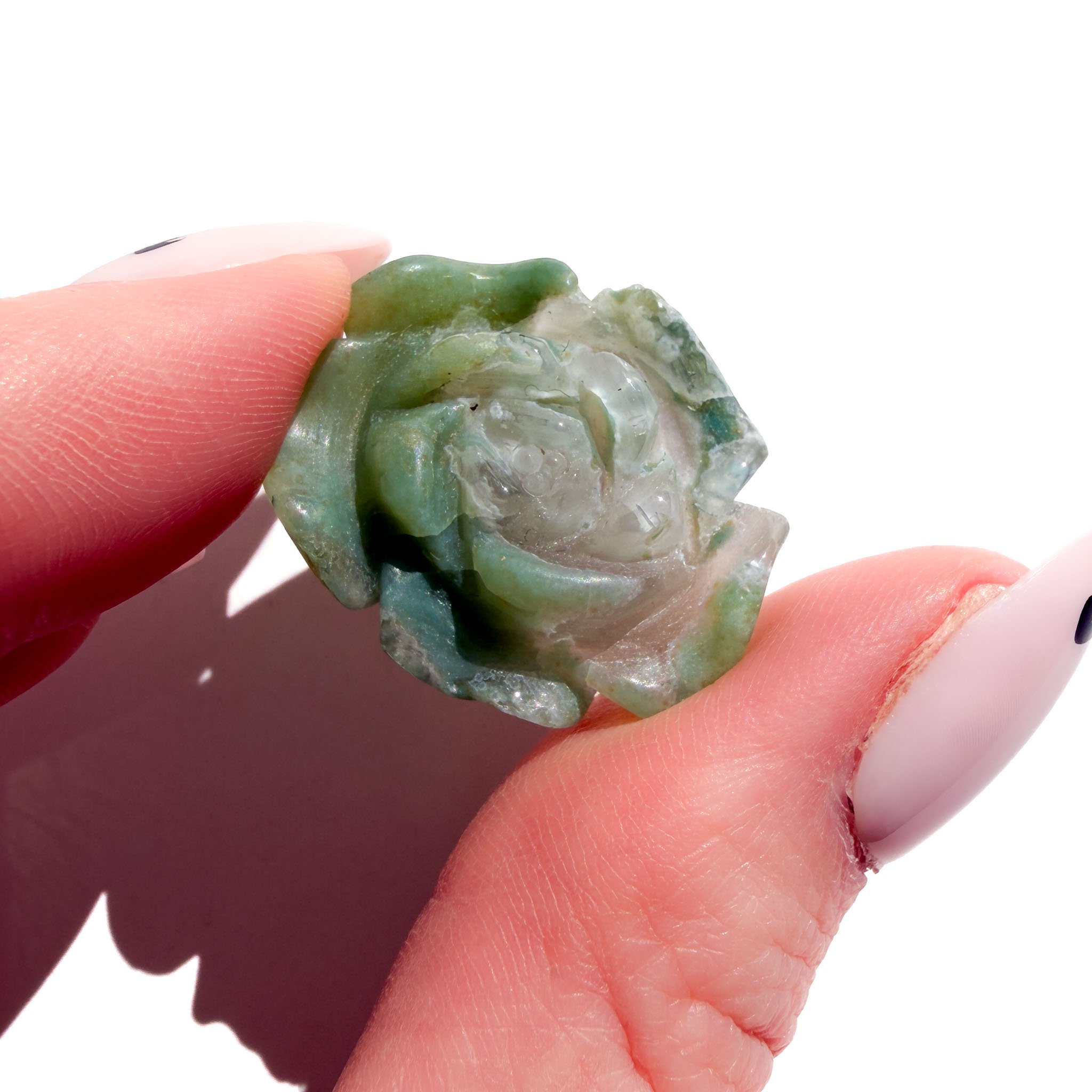 Green Flower Agate Mini Crystal Rose