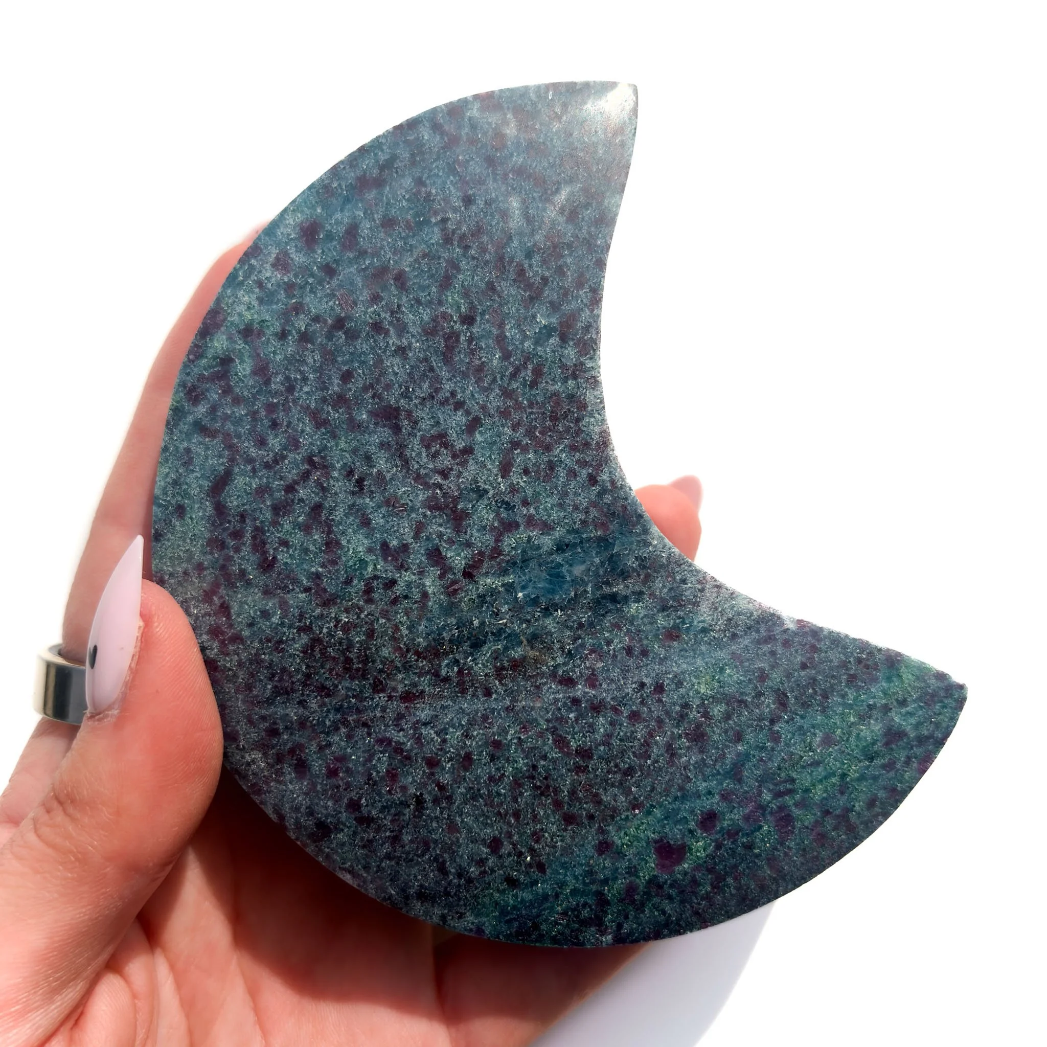 Ruby Zoisite With Blue Kyanite Crystal Moon- Option C-3.jpg