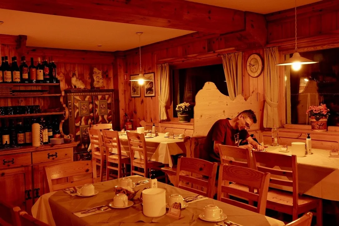 Dining in one of the Alta Via 1 rifugios