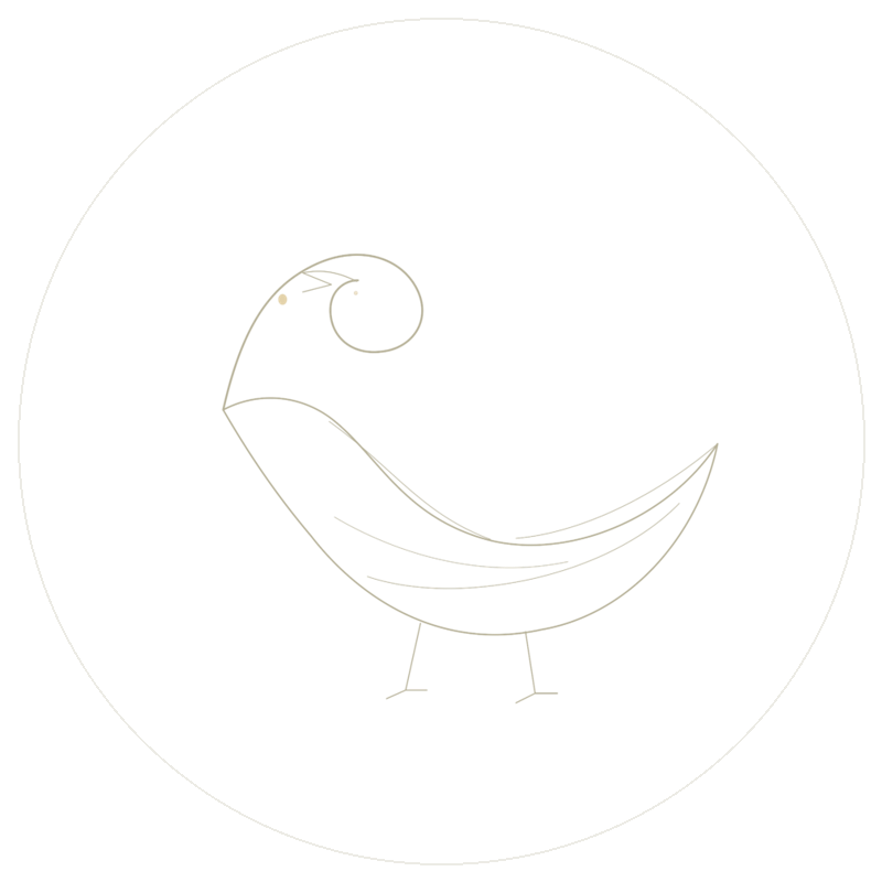 Fine-line Sankofa bird inside a circle