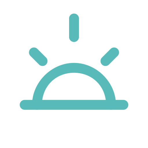 Sunrise icon with rays above the horizon.