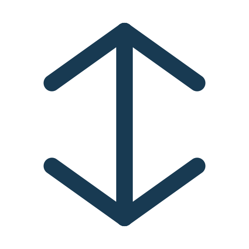 A black arrow pointing upward and downward, forming a symmetric geometric shape.