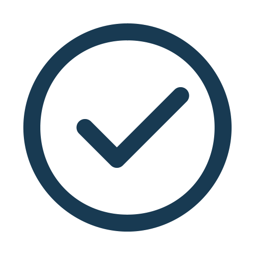 A check mark inside a circle, indicating completion or approval.