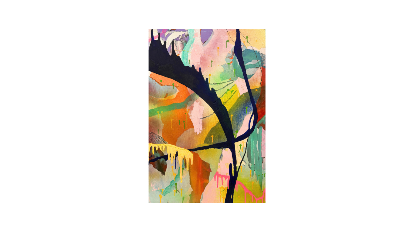 Arrojada azul, Mixed media on fabric, 24” x 36”, 2025