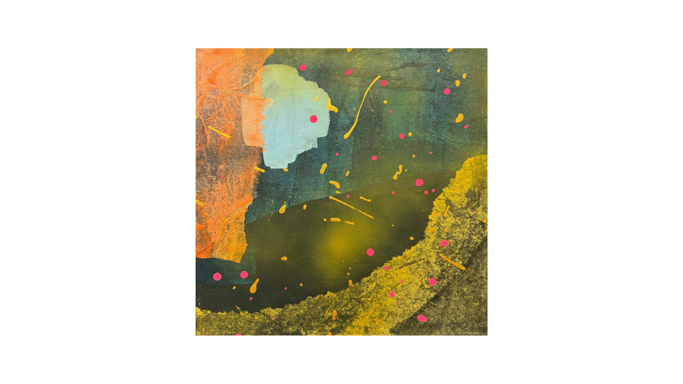 Amaneciendo azul, Mixed media on canvas, 12” x 12”, 2026