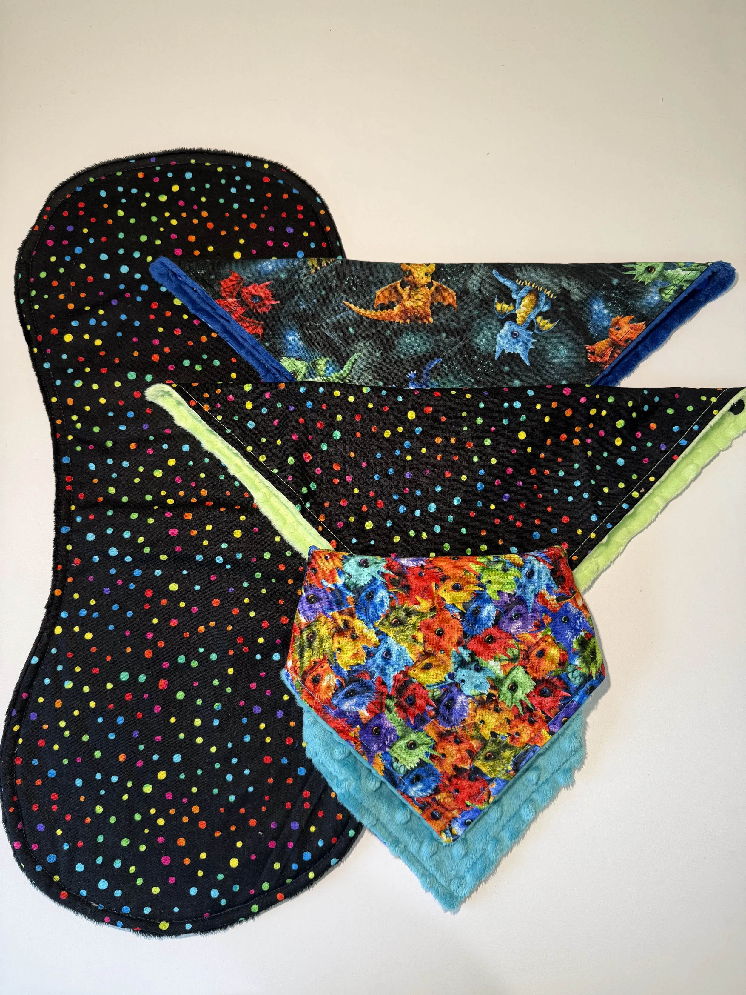 Colorful Dragon Bib & Burp Cloth Set