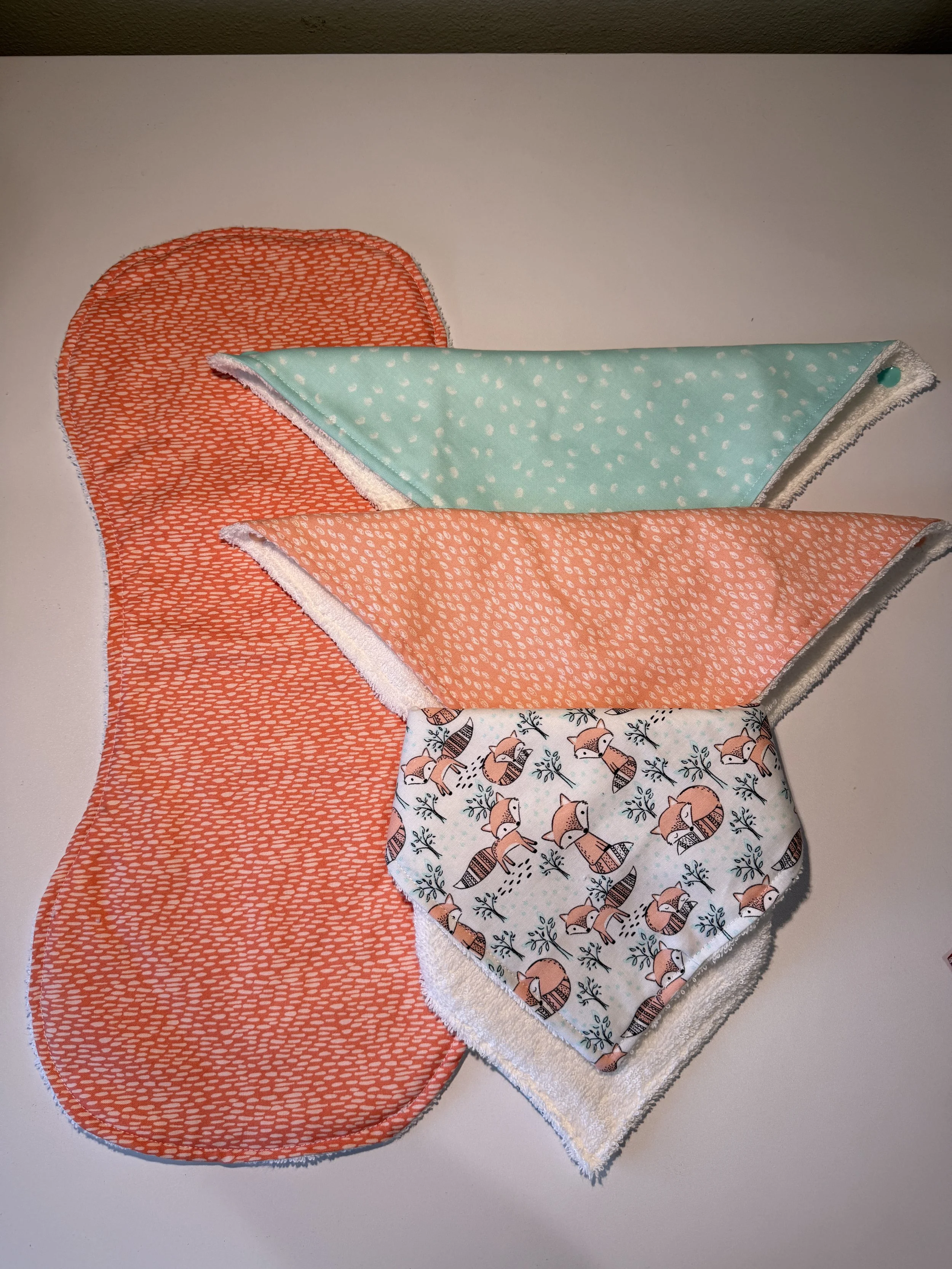 Orange Fox Bib & Burp Cloth Set