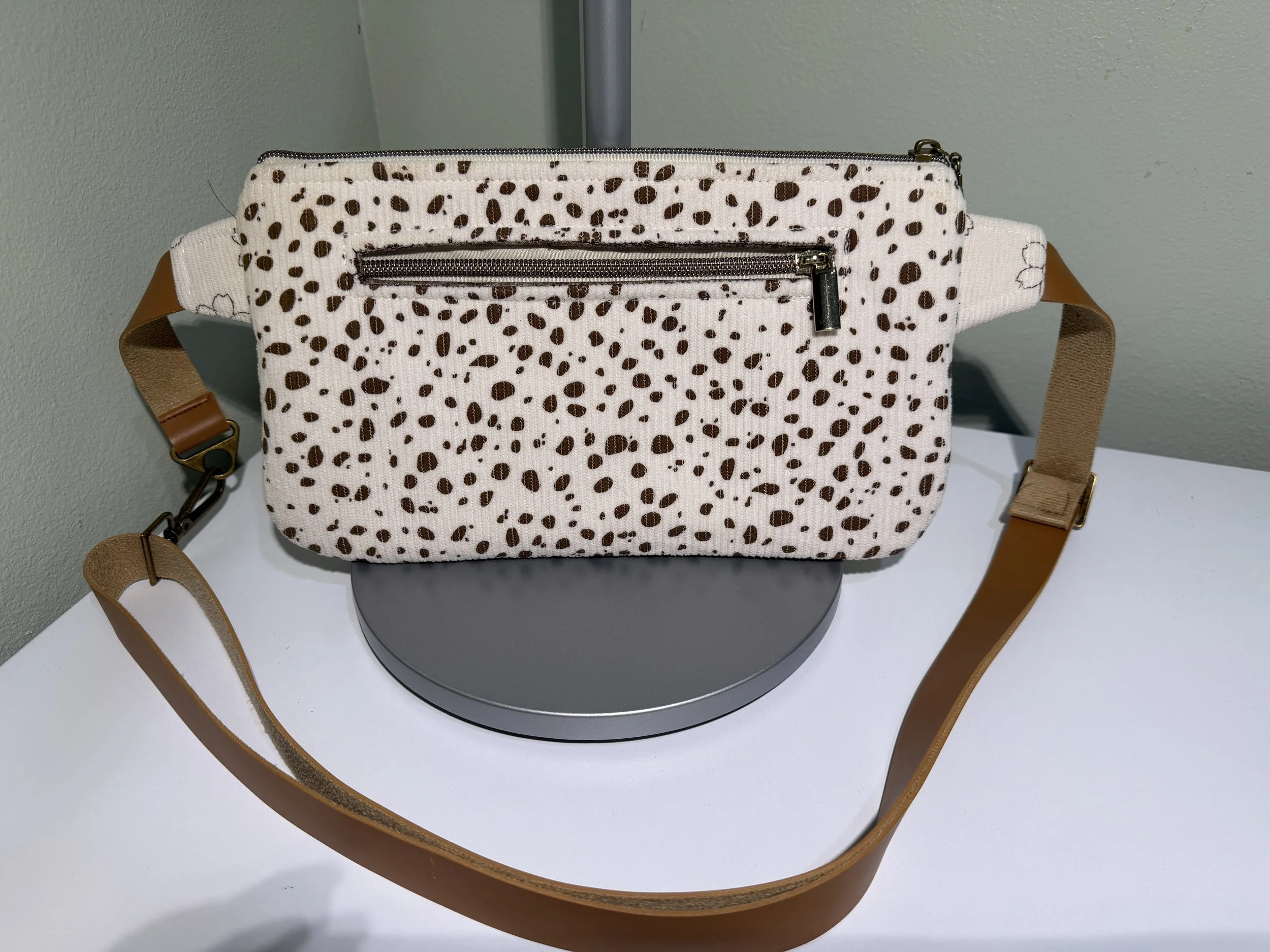 White/Brown Dot Fanny Pack